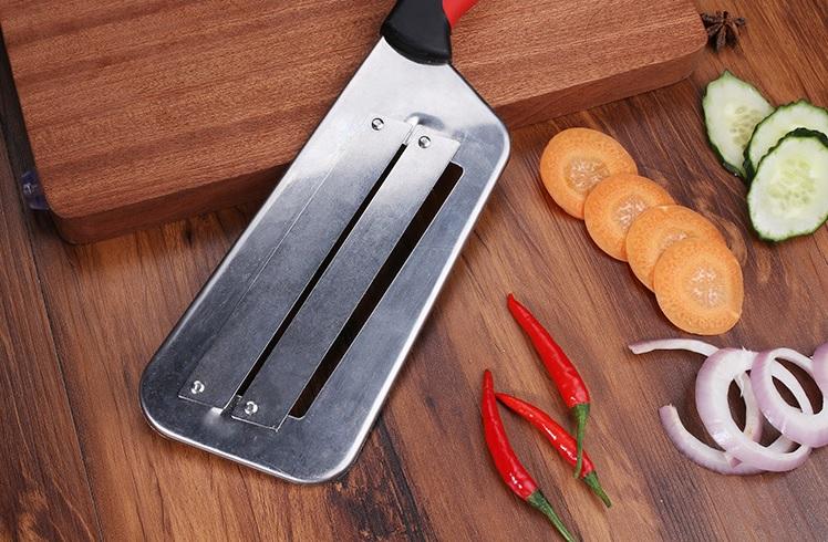 DualEdge™ Professional Chef Multislicer with Two Camber Edge Stainless Steel Knife Blades and Scale Remover
