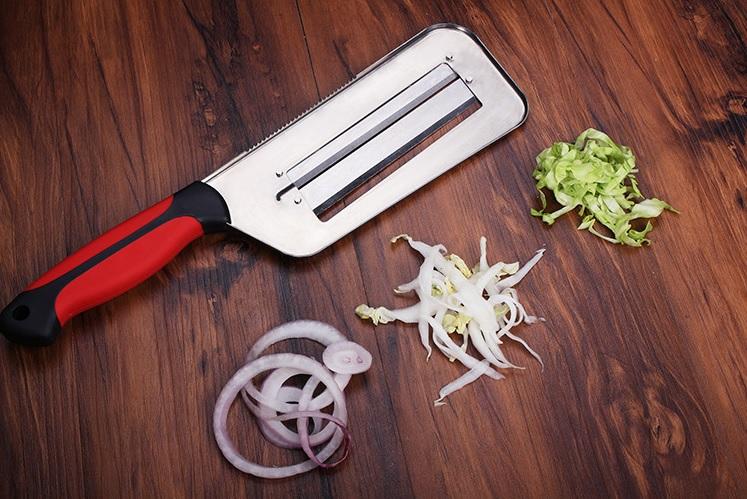 DualEdge™ Professional Chef Multislicer with Two Camber Edge Stainless Steel Knife Blades and Scale Remover