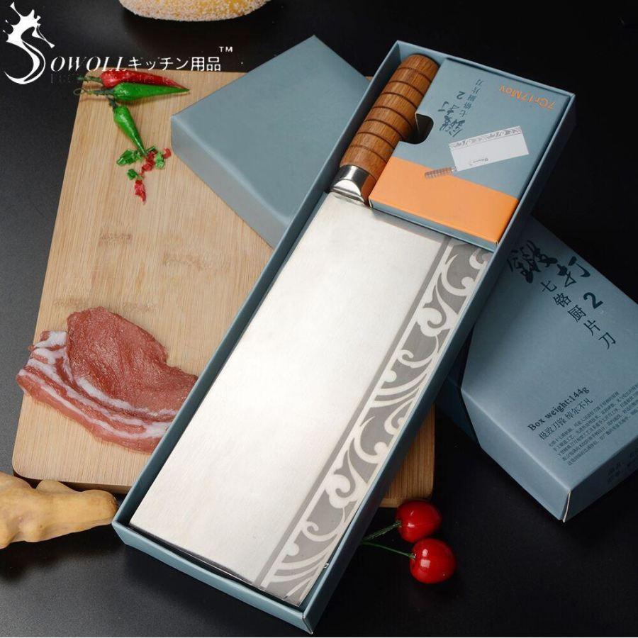 Premium Swl Xl Series Widestyle Chef Cleaver With Ultrasharp Stainless Steel Blade And Exotic Wooden Handle - 9 Inches