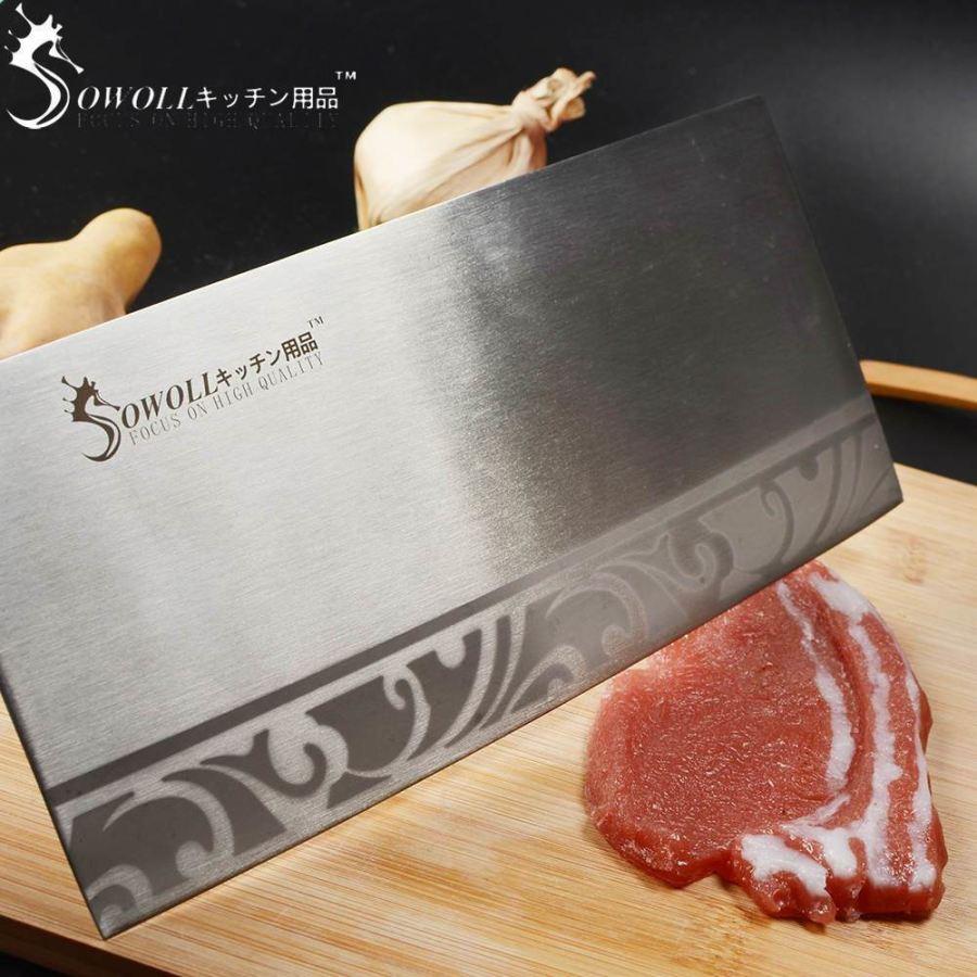 Premium Swl Xl Series Widestyle Chef Cleaver With Ultrasharp Stainless Steel Blade And Exotic Wooden Handle - 9 Inches
