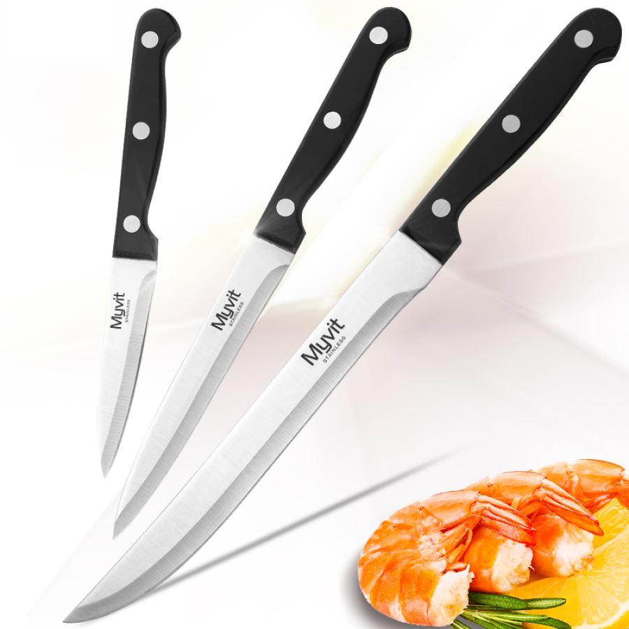 Premium Sk Series Steak Chef Knife 3 Piece Set - 8 Inch 5 3.5