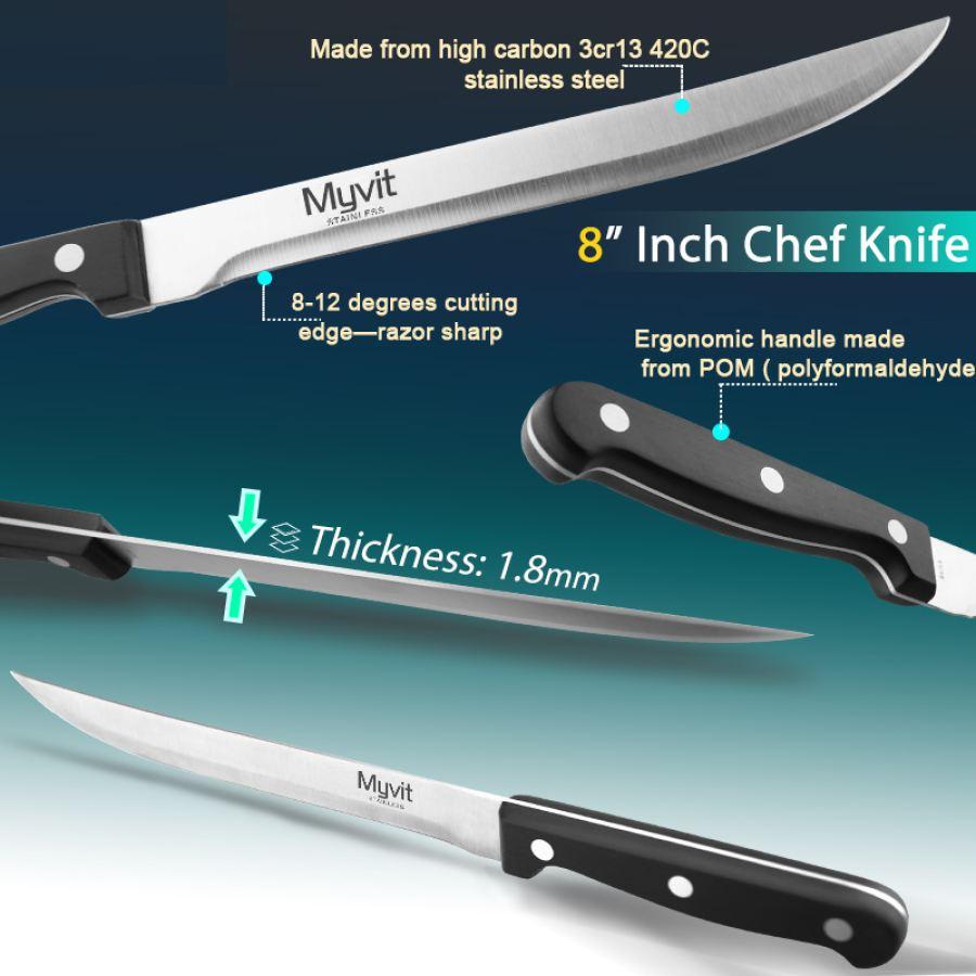 Premium Sk Series Steak Chef Knife 3 Piece Set - 8 Inch 5 3.5
