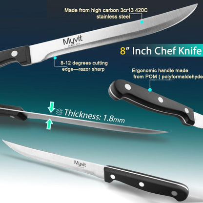 Premium Sk Series Steak Chef Knife 3 Piece Set - 8 Inch 5 3.5