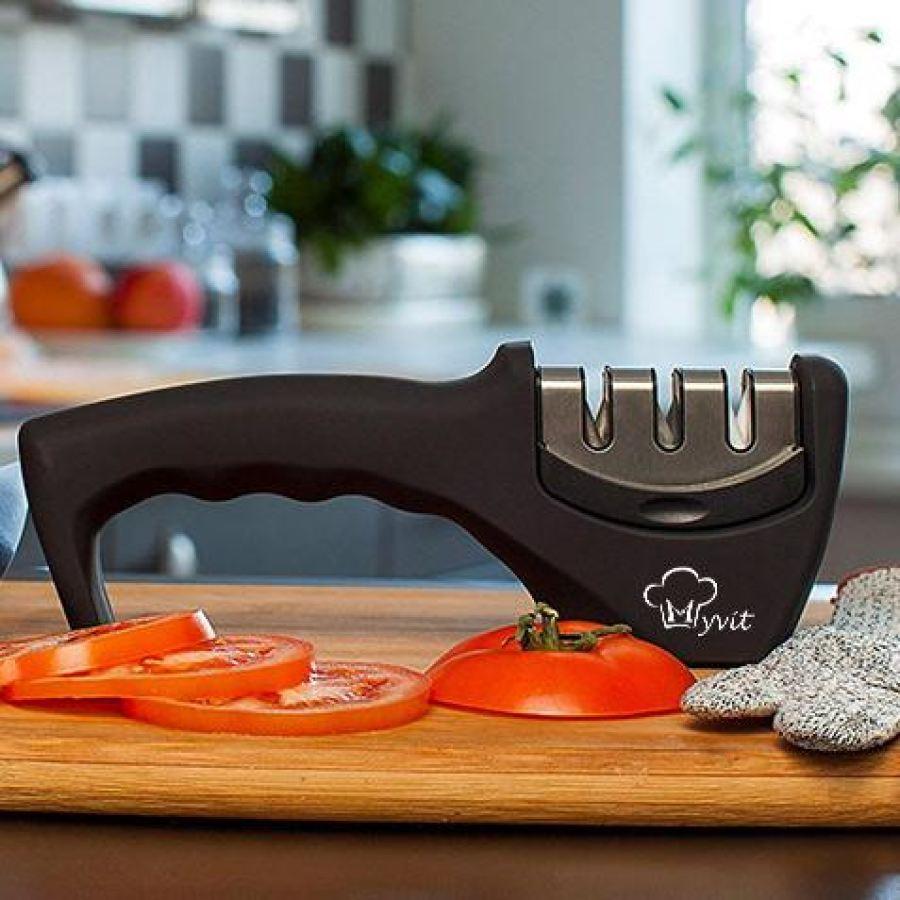 Multisharp Professional Knife Sharpener With Diamond Infused Tungsten Steel And Ceramic Sharpening Edges