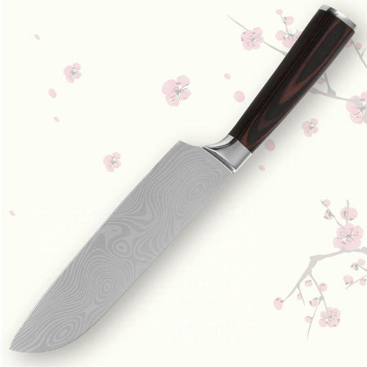 Stainless Steel Chef Knife With Exotic Wooden Handle And Ultrasharp Blade - 7 Inch