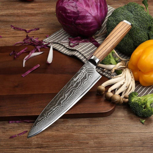 Prime Mk Series Ultimate Chef Knife With Incredible Japanese Vg10 Stainless Steel Blade And Zebra Wood Handle - 8 Inches